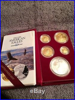 1995-W Gold Silver Eagle 10th Anniv.5Coin Proof BOX with OGP/&COIN CAPSULES