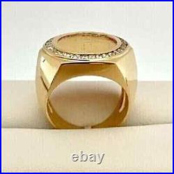 0.50Ct Round Cut Moissanite Liberty Coin Men's Ring Solid 18k Yellow Gold Plated