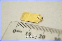 100% Genuine 24k Fine Yellow Bullion Gold 1 Gram Ingot Minimalist Pendant Charm
