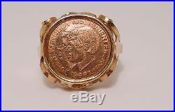 100% Genuine Vintage 8k Solid Yellow & Rose Gold Rare Coin Signet Ring Sz 8.5 US