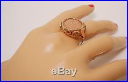 100% Genuine Vintage 8k Solid Yellow & Rose Gold Rare Coin Signet Ring Sz 8.5 US