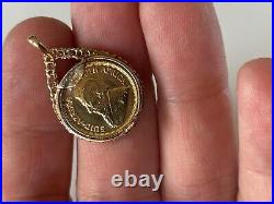 100 PERCENT GENUINE SOLID GOLD 10th KRUGERRAND COIN PENDANT IN 9CT GOLD MOUNT