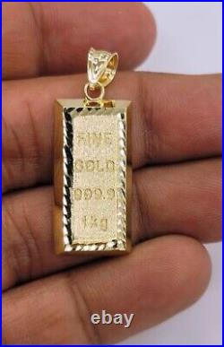 10KT Gold Bar Pendant Real Yellow Gold, Diamond Cut, 5.5mm Bail, 2.34 Grm