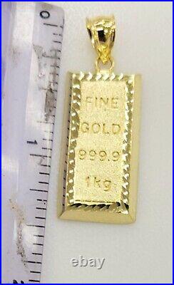 10KT Gold Bar Pendant Real Yellow Gold, Diamond Cut, 5.5mm Bail, 2.34 Grm