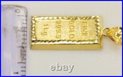 10KT Gold Bar Pendant Real Yellow Gold, Diamond Cut, 5.5mm Bail, 2.34 Grm