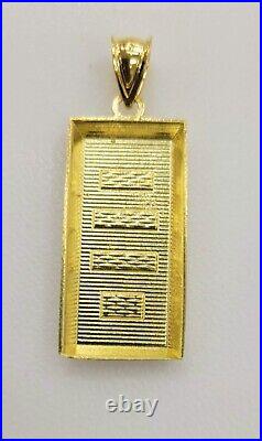 10KT Gold Bar Pendant Real Yellow Gold, Diamond Cut, 5.5mm Bail, 2.34 Grm