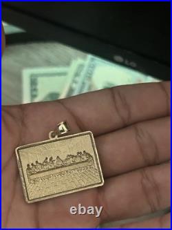 10KT Gold Last supper 2Tone pendant 4mm Bail 100% genuine Gold, New 5.0 grm