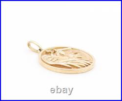 10K GOLD Vintage Pendant Solid Round Saint Michael Religious Coin GP819
