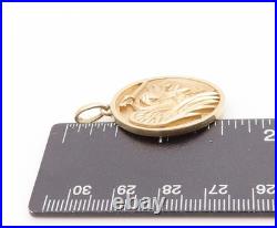 10K GOLD Vintage Pendant Solid Round Saint Michael Religious Coin GP819