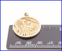 10K GOLD Vintage Pendant Solid Round Saint Michael Religious Coin GP819