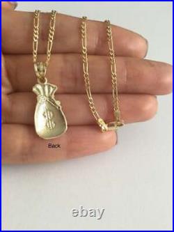 10K SOLID GOLD 26mm x 17mm MONEY BAG 10K REAL GOLD 18 NECKLACE GP15-1