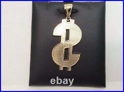 10K SOLID YELLOW real GOLD Dollar Sign Pendant Money charm 4.20 grams