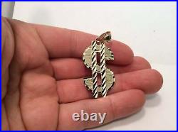 10K SOLID YELLOW real GOLD Dollar Sign Pendant Money charm 4.20 grams