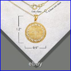 10K Solid Gold Ancient Egyptian Ankh Amulet Greek Key Rope Coin Pendant Necklace