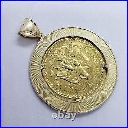 10K Solid Gold Coin Bezel Mexican Eagle 50 Peso Greek Key Patten Edge 50mm (2)