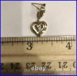 10K Solid Gold Diamond Heart Earrings /Aprox. 1 inch/Gorgeous/3 Grams