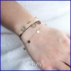 10K Solid Gold Layering Stacking Disc Coin Bracelet
