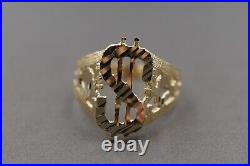 10K Solid Yellow Gold 0.7 Diamond Cut Dollar Sign Band Ring. Size 8 Men Women