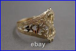 10K Solid Yellow Gold 0.7 Diamond Cut Dollar Sign Band Ring. Size 8 Men Women