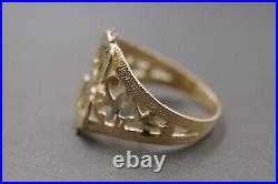 10K Solid Yellow Gold 0.7 Diamond Cut Dollar Sign Band Ring. Size 8 Men Women