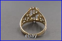 10K Solid Yellow Gold 0.7 Diamond Cut Dollar Sign Band Ring. Size 8 Men Women