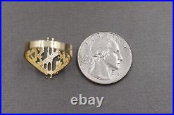 10K Solid Yellow Gold 0.7 Diamond Cut Dollar Sign Band Ring. Size 8 Men Women