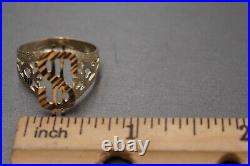 10K Solid Yellow Gold 0.7 Diamond Cut Dollar Sign Band Ring. Size 8 Men Women