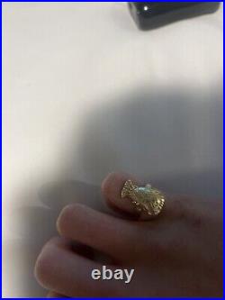 10K Solid Yellow Gold 0.8 Diamond Cut Money Bag Band Ring. Size 7