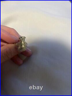 10K Solid Yellow Gold 0.8 Diamond Cut Money Bag Band Ring. Size 7