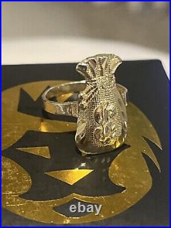 10K Solid Yellow Gold 0.8 Diamond Cut Money Bag Band Ring. Size 7