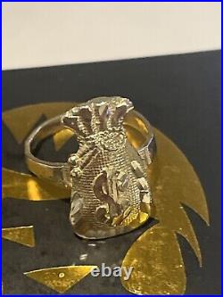 10K Solid Yellow Gold 0.8 Diamond Cut Money Bag Band Ring. Size 7