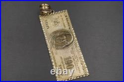 10K Solid Yellow Gold 4.4 Huge Diamond Cut One Hundred Dollar Money Pendant 10K Solid Yellow Gold 4.4 Huge Diamond Cut One Hundred Dollar Money Pendant