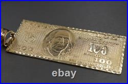 10K Solid Yellow Gold 4.4 Huge Diamond Cut One Hundred Dollar Money Pendant 10K Solid Yellow Gold 4.4 Huge Diamond Cut One Hundred Dollar Money Pendant