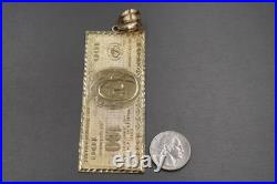 10K Solid Yellow Gold 4.4 Huge Diamond Cut One Hundred Dollar Money Pendant 10K Solid Yellow Gold 4.4 Huge Diamond Cut One Hundred Dollar Money Pendant