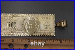 10K Solid Yellow Gold 4.4 Huge Diamond Cut One Hundred Dollar Money Pendant 10K Solid Yellow Gold 4.4 Huge Diamond Cut One Hundred Dollar Money Pendant
