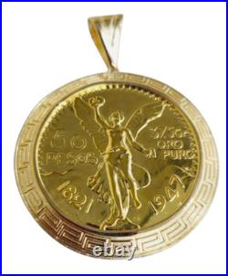 10K Solid Yellow Gold Custom Mexico/Mexicans 50 Pesos Coin & Pendant Frame 10K Solid Yellow Gold Custom Mexico/Mexicans 50 Pesos Coin & Pendant Frame