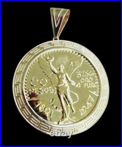 10K Solid Yellow Gold Custom Mexico/Mexicans 50 Pesos Coin & Pendant Frame 10K Solid Yellow Gold Custom Mexico/Mexicans 50 Pesos Coin & Pendant Frame
