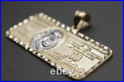 10K Solid Yellow Gold Diamond Cut Benjamin Hundred Dollar Bill Charm Pendant