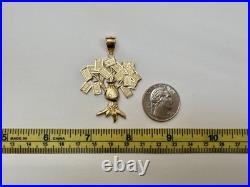 10K Solid Yellow Gold Lucky Money Bag Tree Pendant 3 Sizes