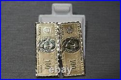 10K Solid Yellow Gold One Hundred Dollar Sign Money Stud Earrings