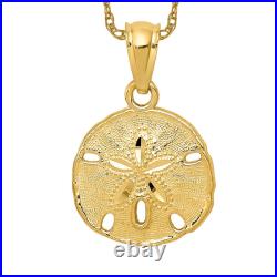 10K Solid Yellow Gold Sand Dollar Starfish Necklace