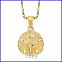 10K Solid Yellow Gold Sand Dollar Starfish Necklace