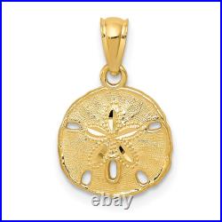 10K Solid Yellow Gold Sand Dollar Starfish Necklace