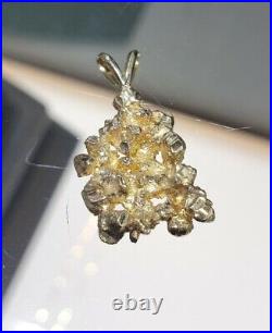 10K Yellow Gold Flat Nugget Necklace Charm 3.5g Solid Rugged Pendant Ladies Men