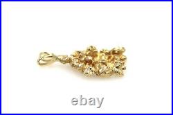 10K Yellow Gold Flat Nugget Necklace Charm 3.5g Solid Rugged Pendant Ladies Men