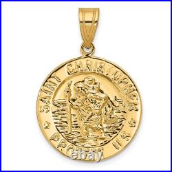 10K Yellow Gold Polished Saint Christopher Coin Charm Women & Men 10K Yellow Gold Polished Saint Christopher Coin Charm Women & Men
