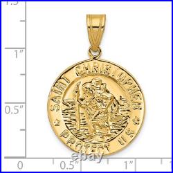 10K Yellow Gold Polished Saint Christopher Coin Charm Women & Men 10K Yellow Gold Polished Saint Christopher Coin Charm Women & Men