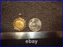 10 Yuan 1983 Solid 999 Panda 1/10 Coin 14k Gold Bezel Pendant For Chain Necklace