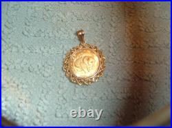 10 Yuan 1983 Solid 999 Panda 1/10 Coin 14k Gold Bezel Pendant For Chain Necklace