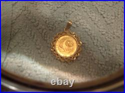 10 Yuan 1983 Solid 999 Panda 1/10 Coin 14k Gold Bezel Pendant For Chain Necklace